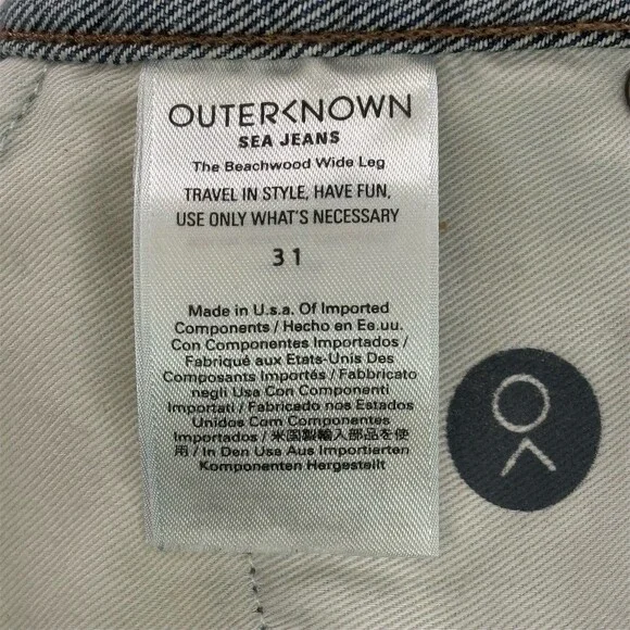Outerknown SEA Jeans Womens Size 31 The Brook Wide-Leg Cropped High Waisted - Picture 9 of 10